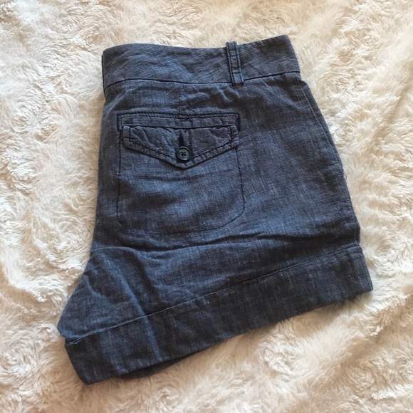 Express Blue Linen/Cotton Midi Shorts - Size 10 - Picture 6 of 6